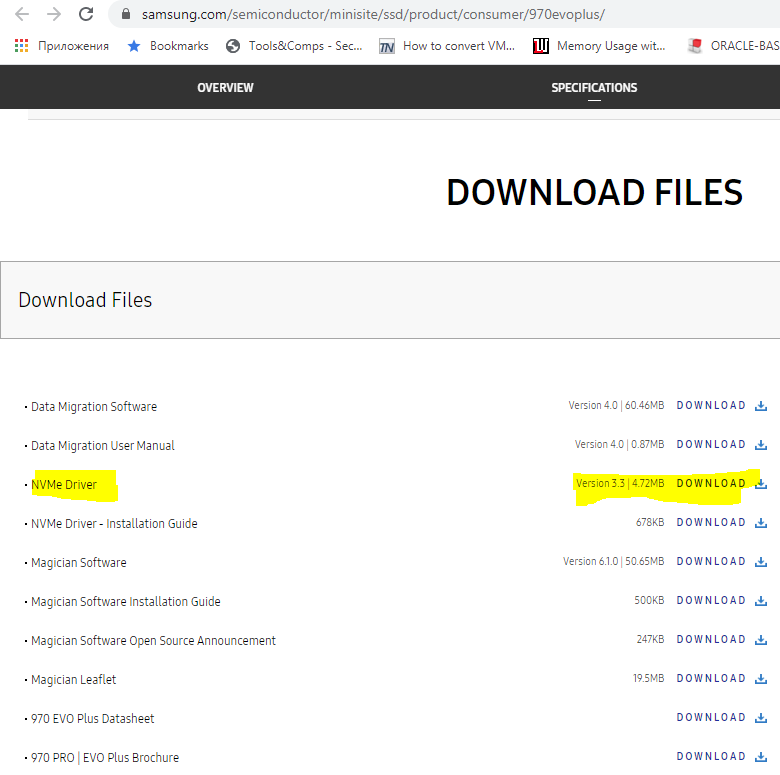 how to manual select samsung nvme driver